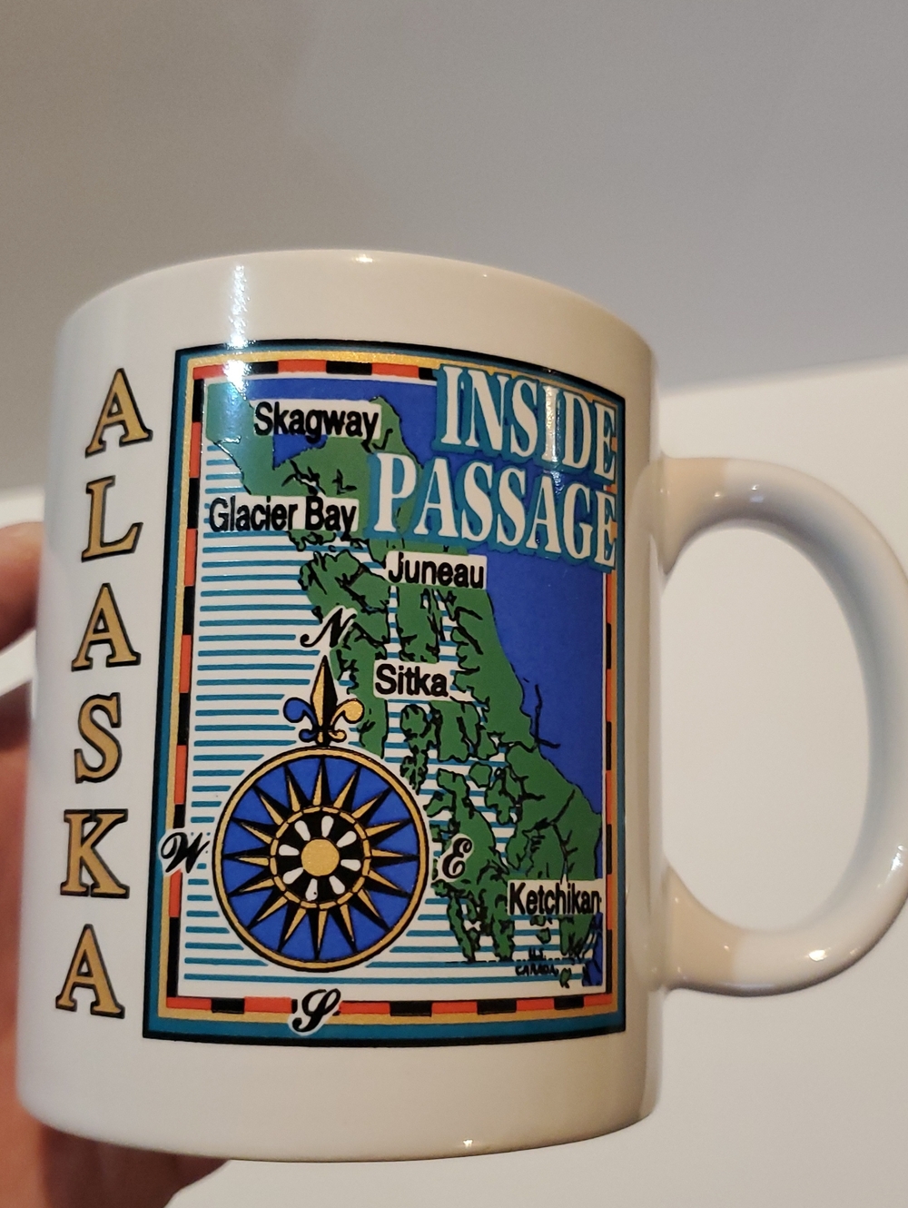 Alaska Inside Passage Mug Map Sitka Skagway Ketchikan Juneau Glacier Bay Mug